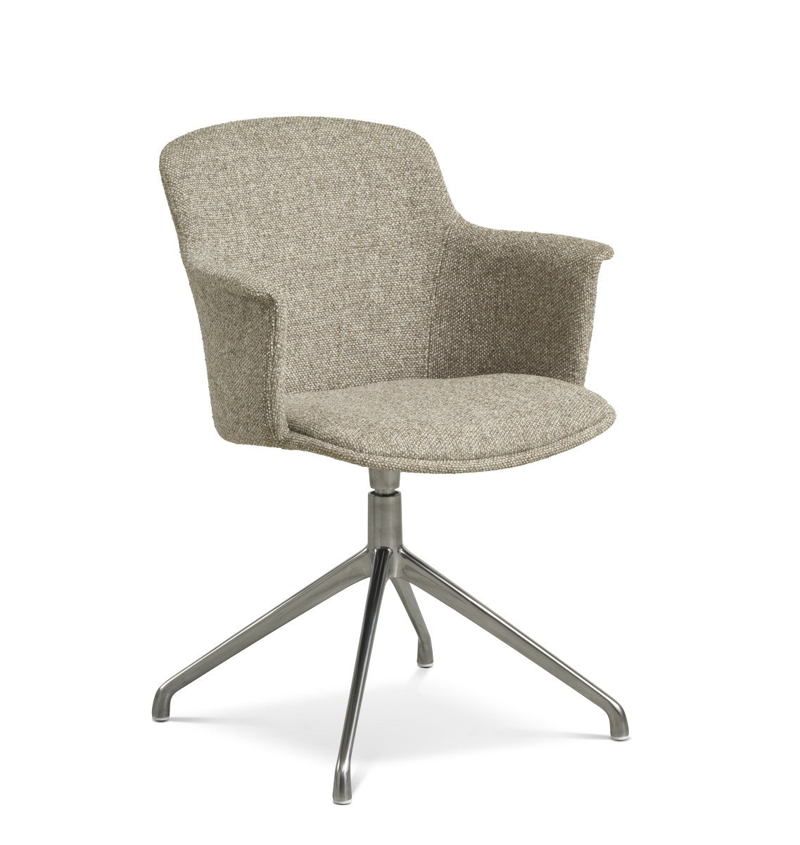 Beige Melange / Poleret Metal – Mia polstret spisebordsstol med drejestel i Serenity møbelstof fra Unique Beds, Home & Living