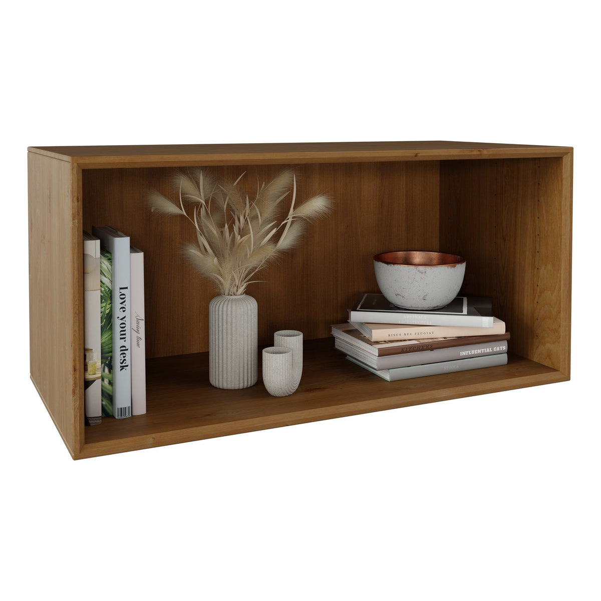 Njord Væghængt Åben Snedker Reol/Tv-Bord i Massiv FSC Egetræ og Naturolie fra Organic Sleep | H43 x B90 x D42 cm | Leveres Færdigsamlet fra Unique Beds, Home & Living