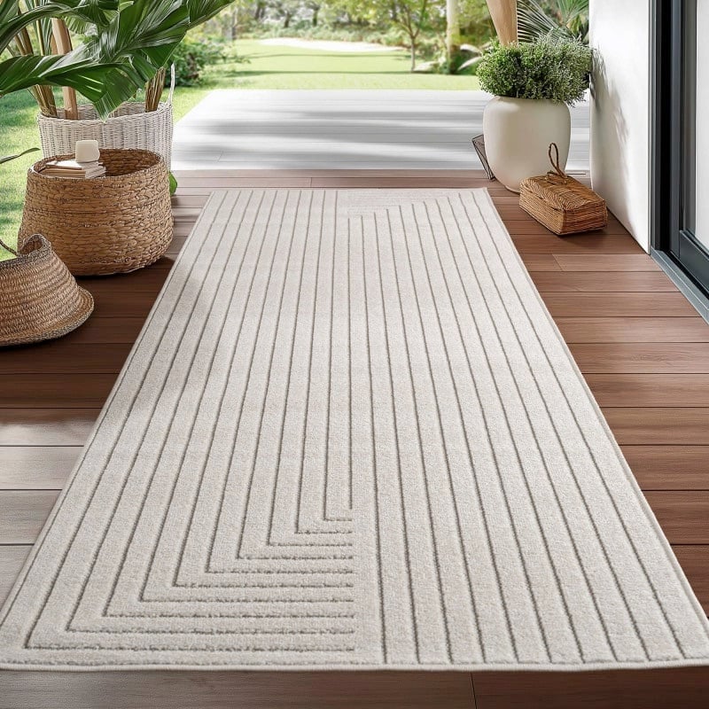Amelia Indendørs/Udendørs Gulvtæppe i Cremefarvet fra Rugs by Uniquebeds Home & Living | Flere Størrelser
