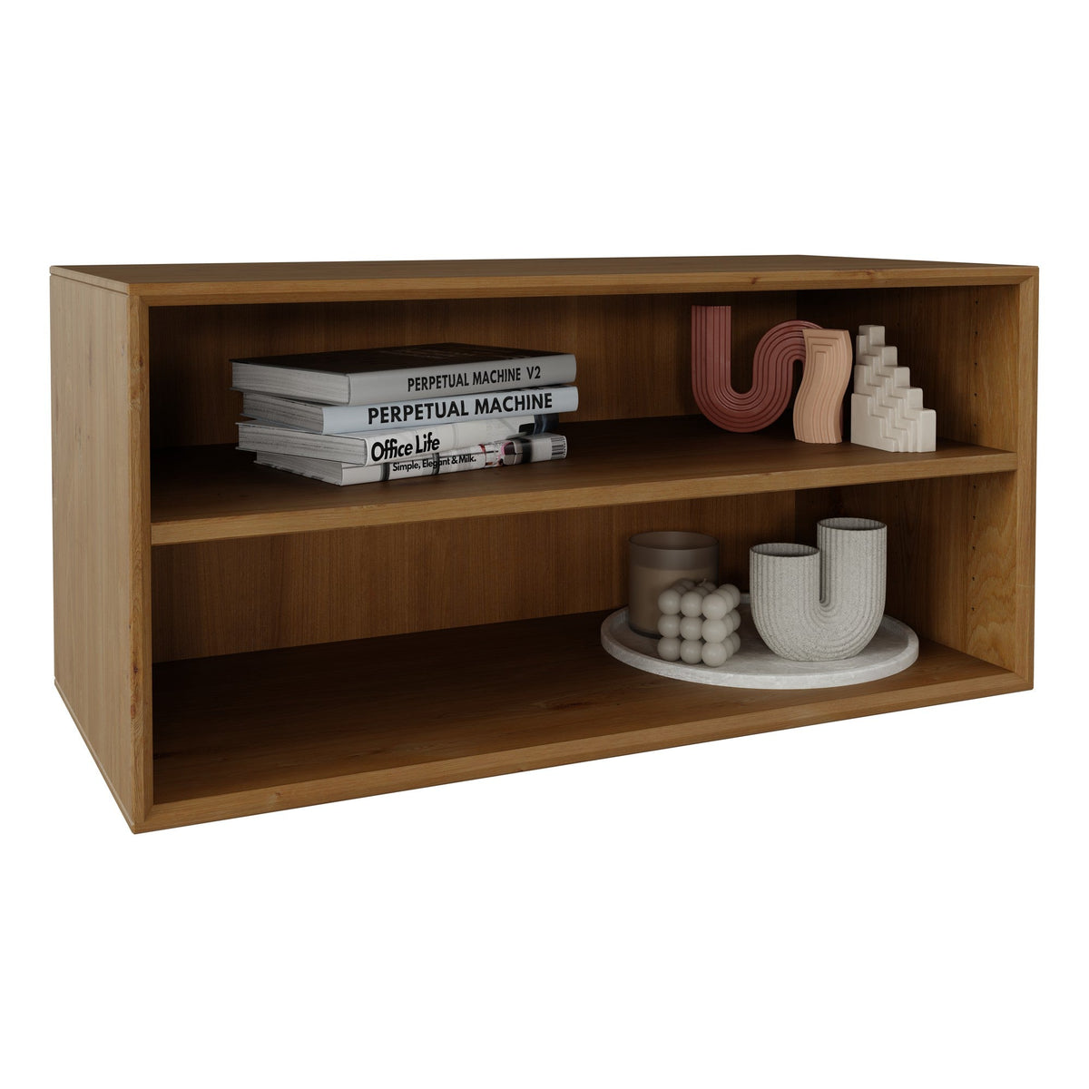 Njord Væghængt Åben Snedker Reol med 1 Hylde i Massiv FSC Egetræ og Naturolie fra Organic Sleep | H43 x B90 x D42 cm | Leveres Færdigsamlet fra Unique Beds, Home & Living