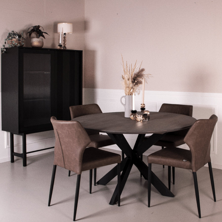 Boston Snedker Spisebord i Massiv Egetræ & Grå Olie fra House Of Sander | Ø80-128cm. H3cm. – fra Unique Beds, Home & Living