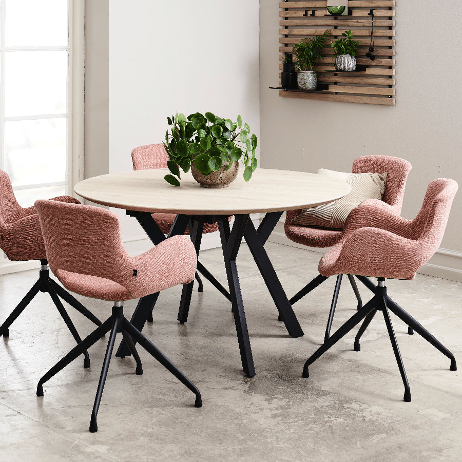 Boston Snedker Spisebord i Massiv Egetræ & Hvid Olie fra House Of Sander | Ø80-128cm. H3cm. – fra Unique Beds, Home & Living