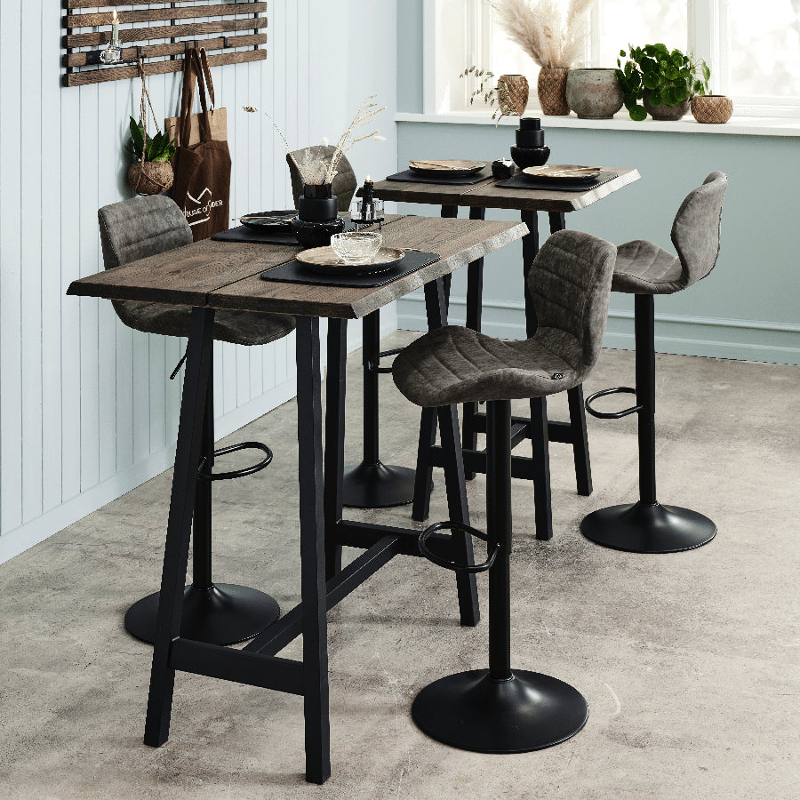 Curve Snedker Barbord i Massiv Egetræ & Grå Olie fra House Of Sander | B: 72cm. L: 72-130cm. H: 3cm. – fra Unique Beds, Home & Living