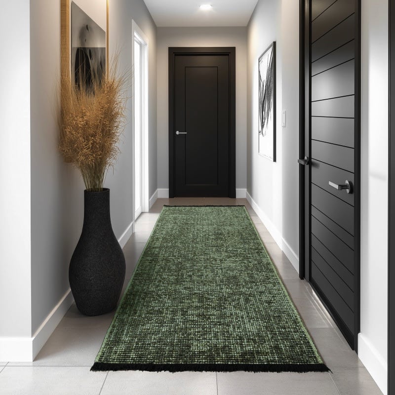 Elsie Gulvtæppe i Grøn Bomuld med Chenille Finish fra Rugs by Uniquebeds Home & Living | Flere Størrelser