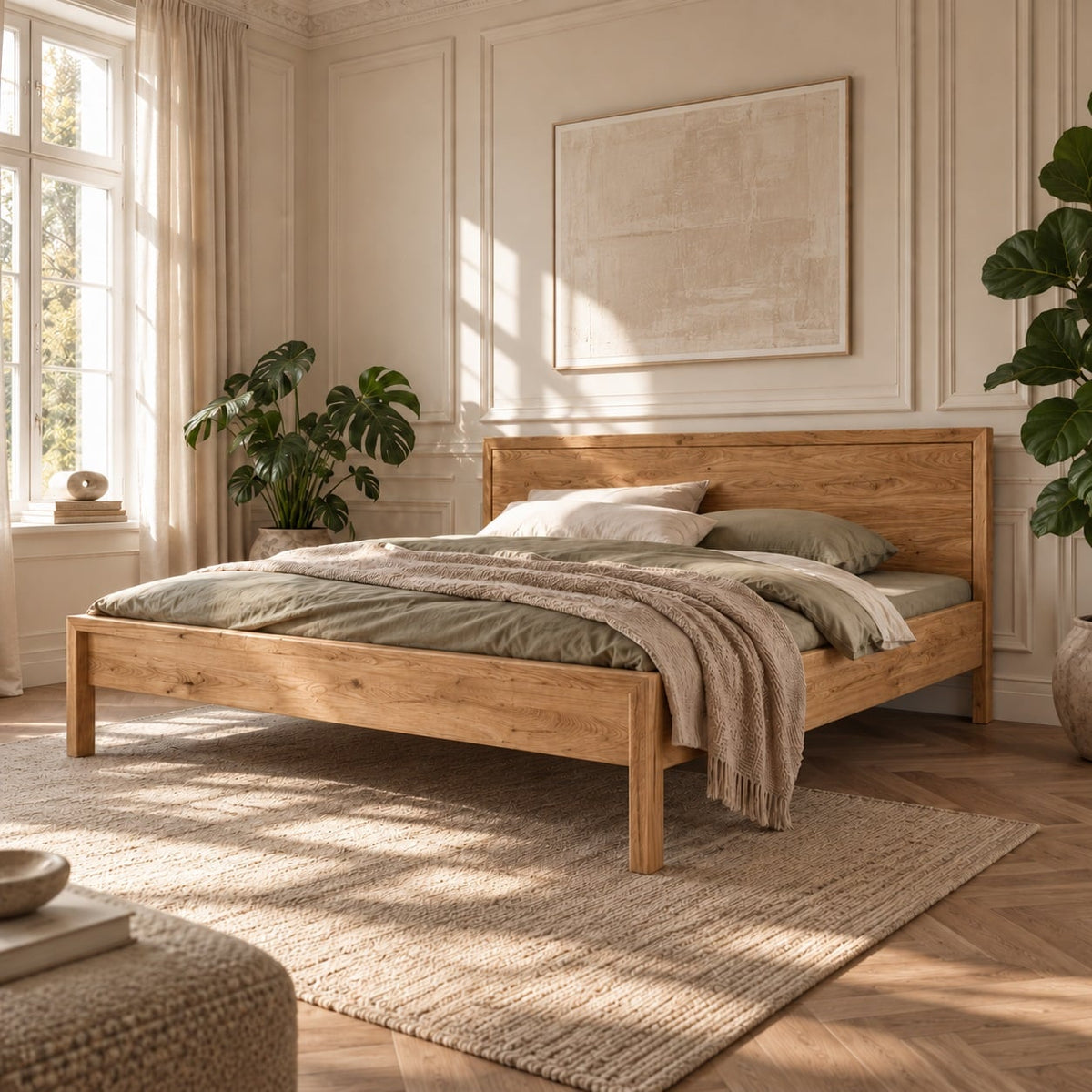 Freja Snedker Sengeramme i Massiv FSC Egetræ og Naturolie fra Organic Sleep