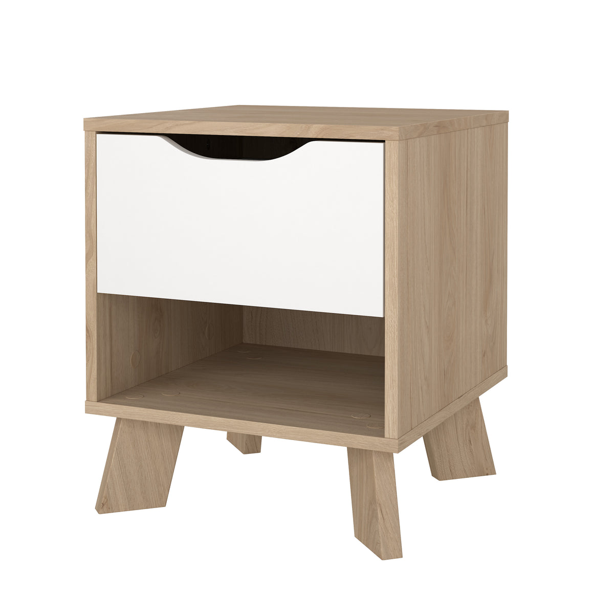 Ikast Natbord med 1 Skuffe i Jackson Hickory og Hvid fra Tvilum | B40,2xD39,8xH47,4cm