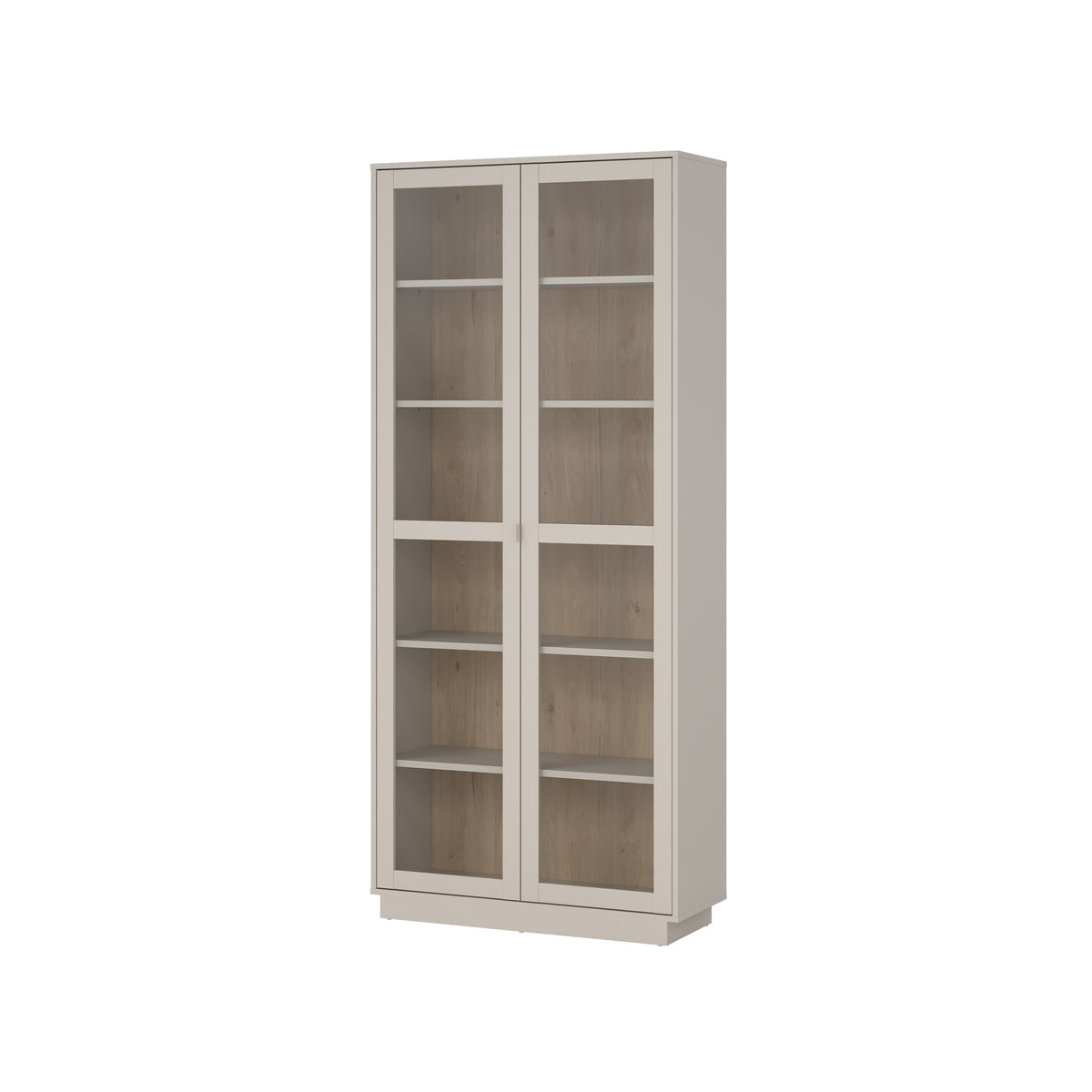 Cube Vitrineskab med 2 Glasdøre i Cashmere og Jackson Hickory fra Tvilum | B88,7xD34,3xH201,9cm