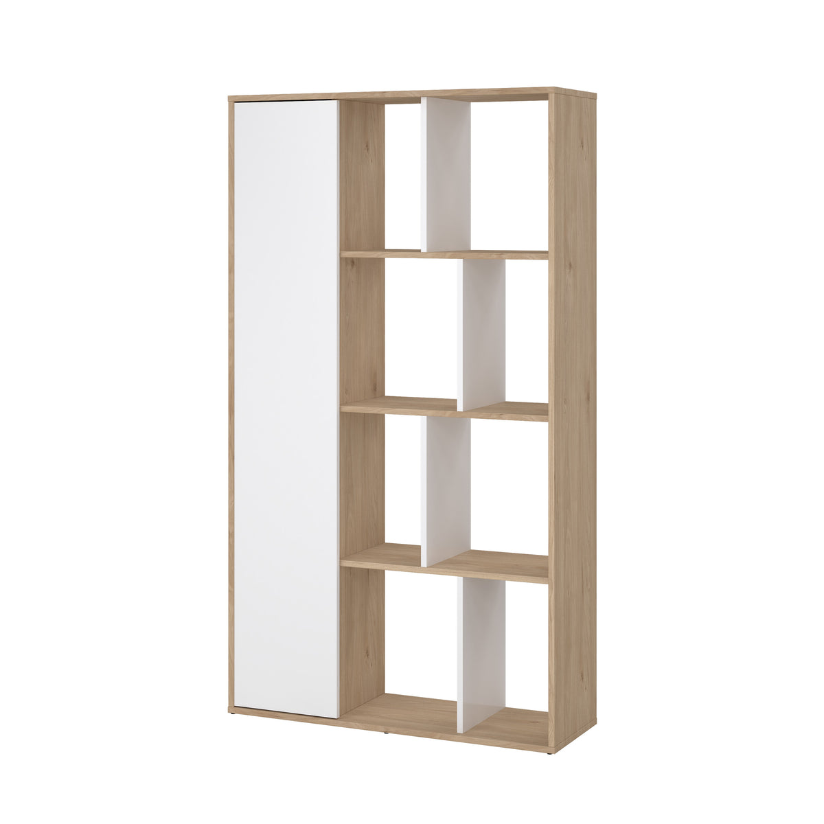 Maze Reol med 1 Dør i Jackson Hickory og Hvid Højglans fra Tvilum | B88,7xD29,85xH157,35cm