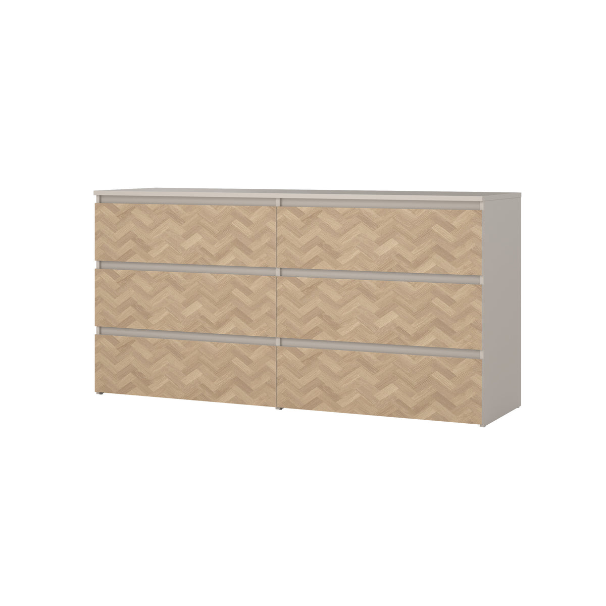 Lima Dobbelt Kommode med 6 Skuffer i Cashmere Sildebensmønster fra Tvilum | B138,1xD41,45xH69,9cm