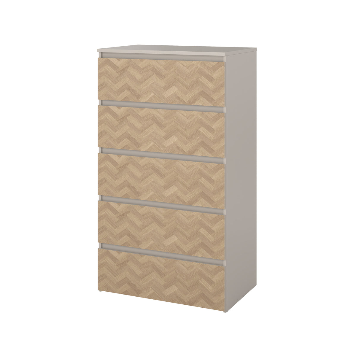 Lima Kommode med 5 Skuffer i Cashmere Sildebensmønster fra Tvilum | B64,6xD41,45xH114,7cm