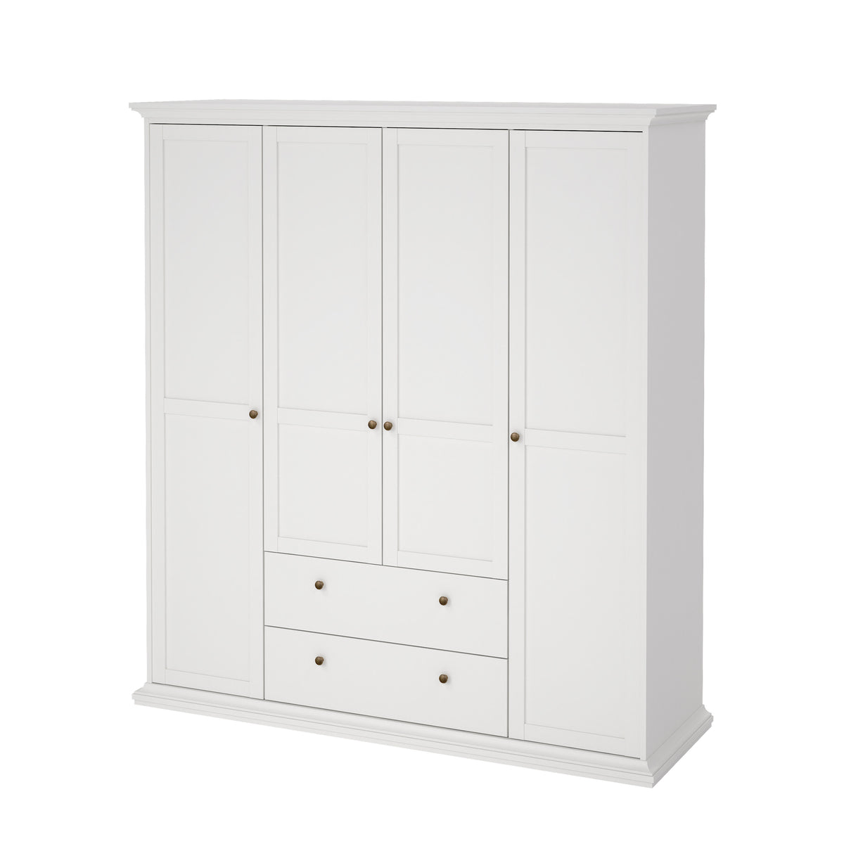 Paris Garderobeskab med 4 Døre og 2 Skuffer i Flere Farver fra Tvilum | B181,4xD60,5xH200,6cm