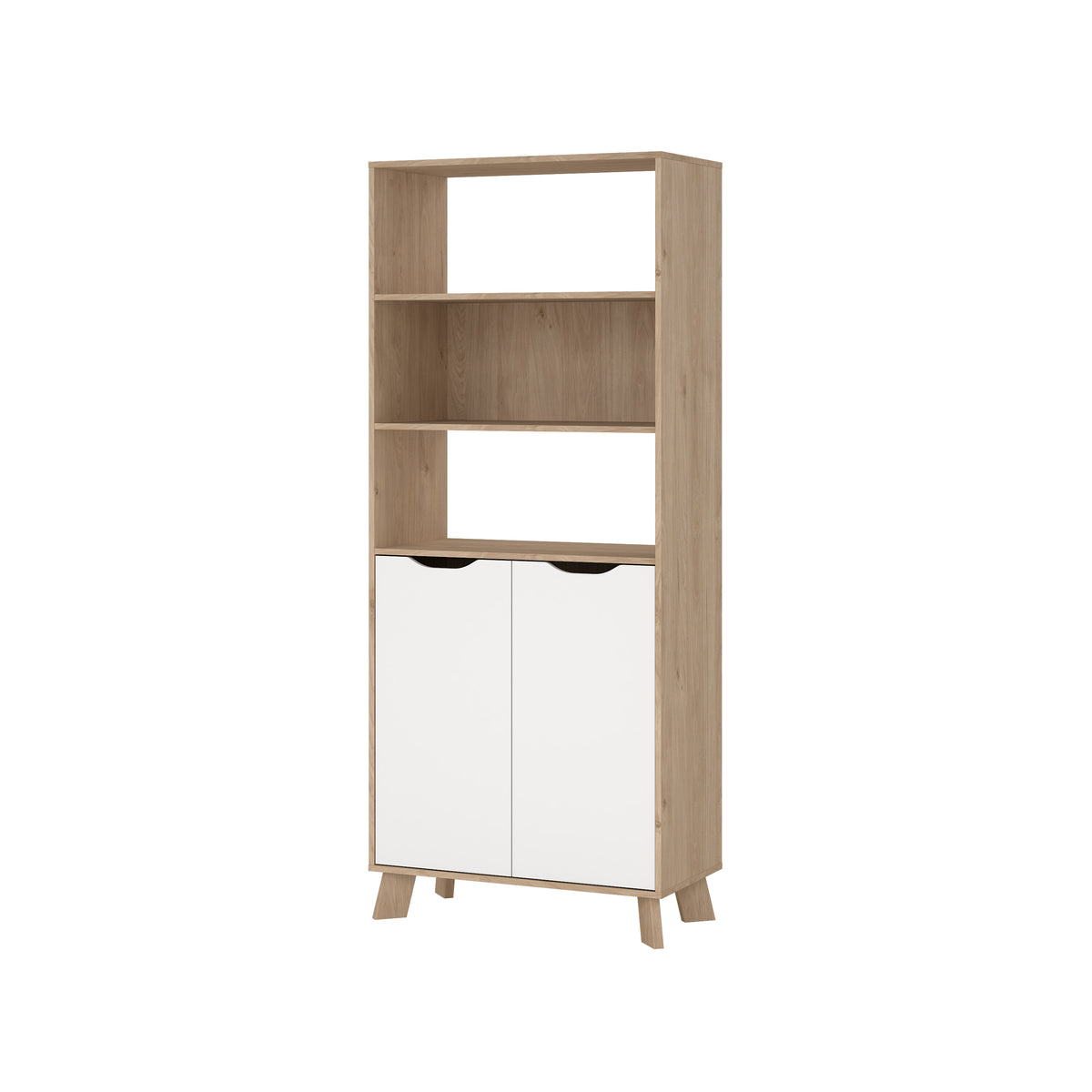 Ikast Reol med 2 Døre i Jackson Hickory og Hvid fra Tvilum | B78,7xD40,05xH188,2cm