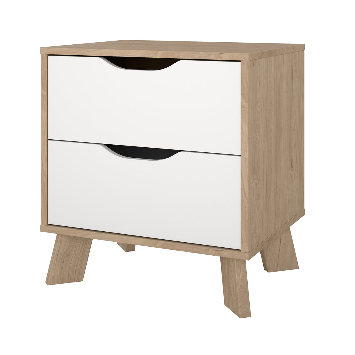 Ikast Natbord med 2 Skuffer i Jackson Hickory og Hvid fra Tvilum | B50,2xD39,8xH53,8cm