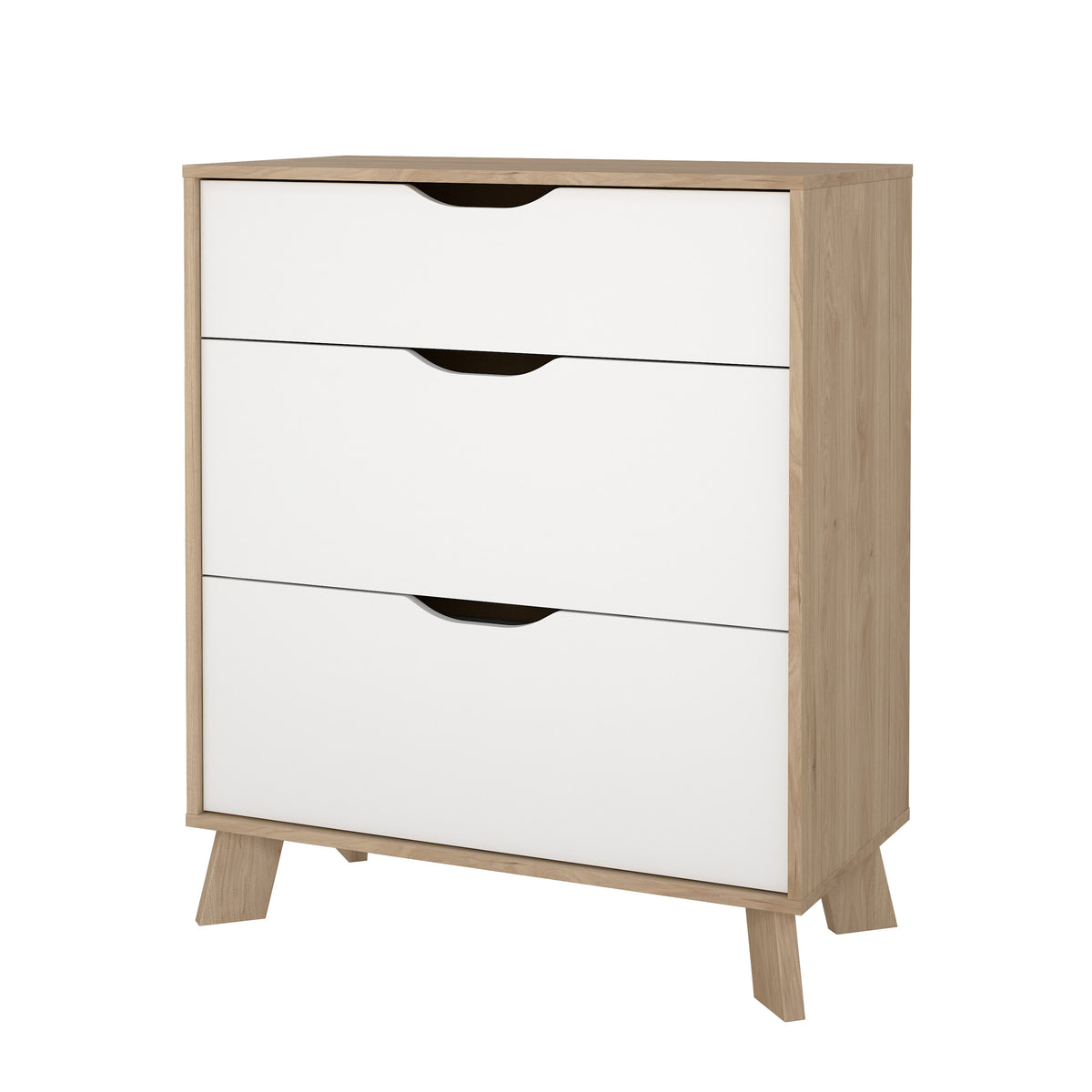 Ikast Kommode med 3 Skuffer i Jackson Hickory og Hvid fra Tvilum | B78,7xD39,8xH92,2cm