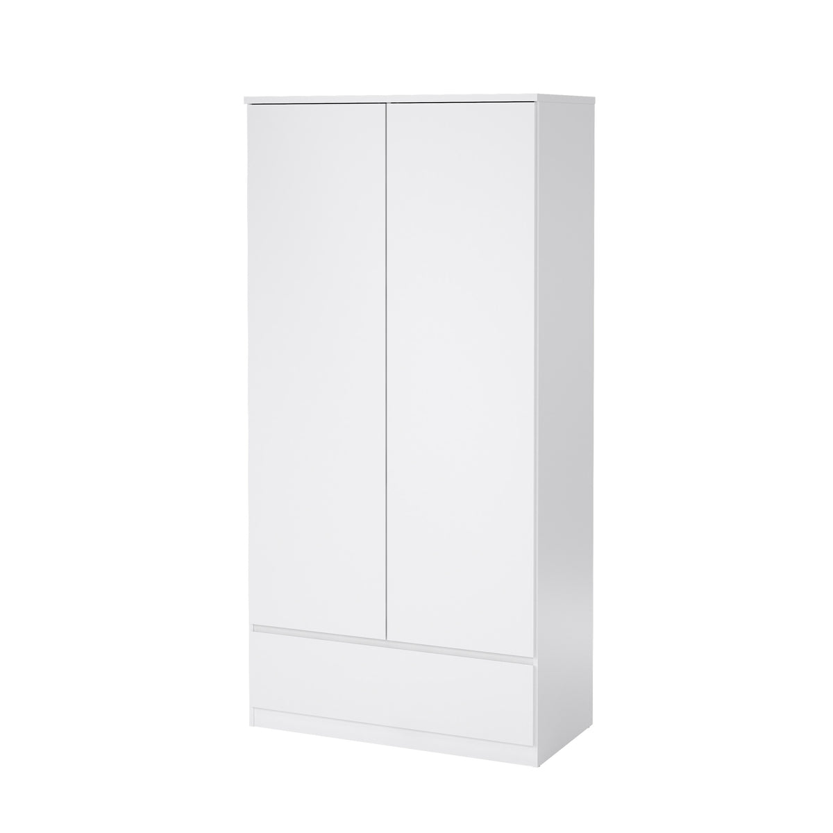 Naia Garderobeskab med 2 Døre og 1 Skuffe i Hvid Højglans fra Tvilum | B98,9xD50xH200,6cm
