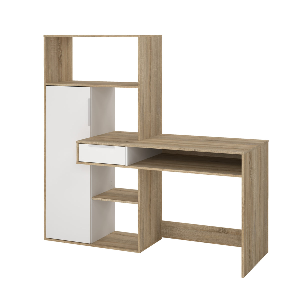 Function Plus Skrivebord i Egetræsstruktur og Hvid fra Tvilum | B162,8xD60,35xH155,4cm