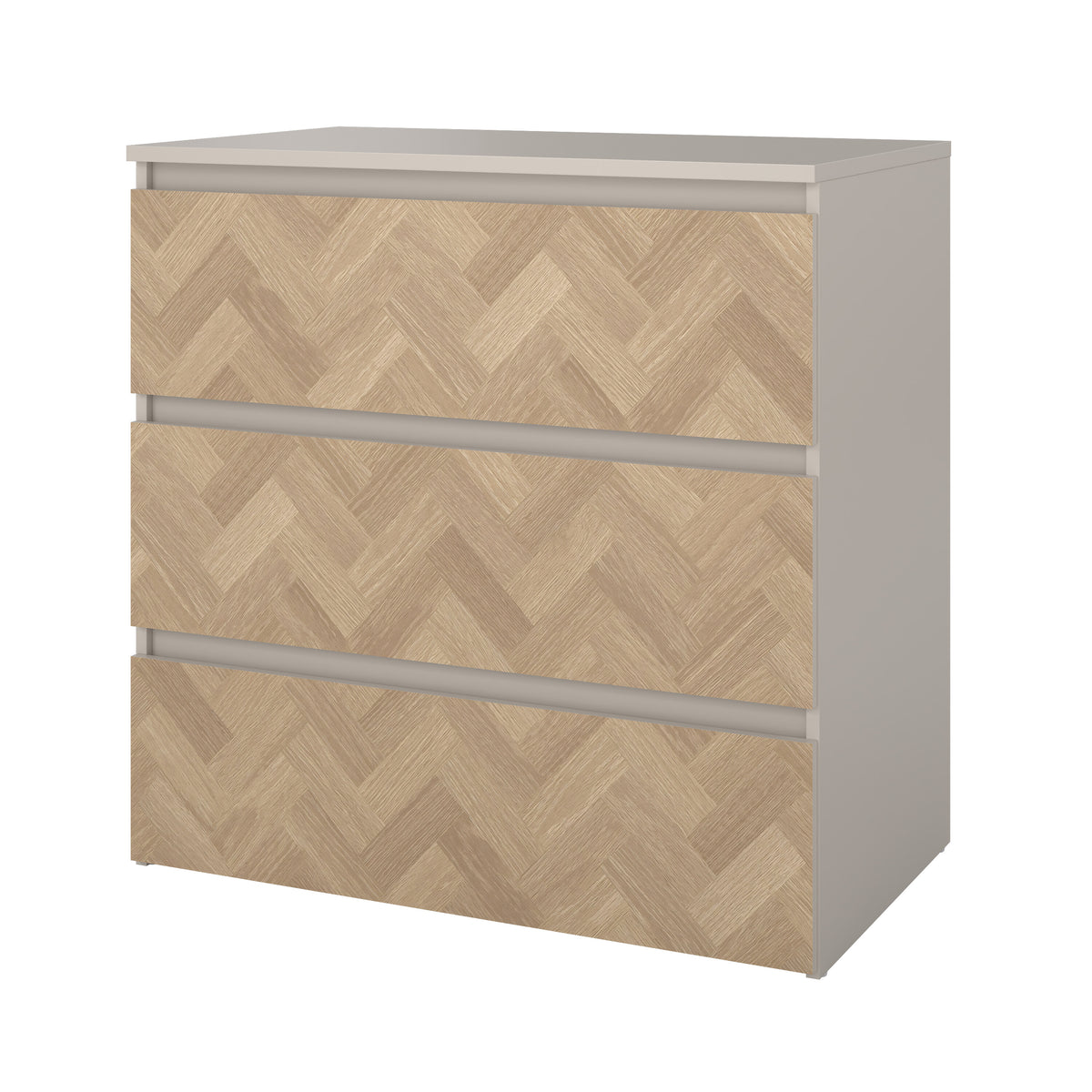 Lima Kommode med 3 Skuffer i Cashmere Sildebensmønster fra Tvilum | B69,6xD41,45xH69,9cm