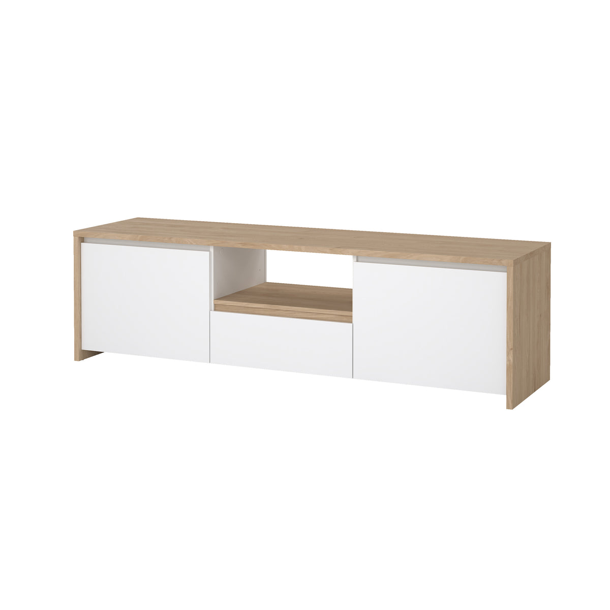 Next TV-møbel med 2 Døre og 1 Skuffe i Jackson Hickory og Hvid Højglans fra Tvilum | B178,6xD48,1xH51,8cm