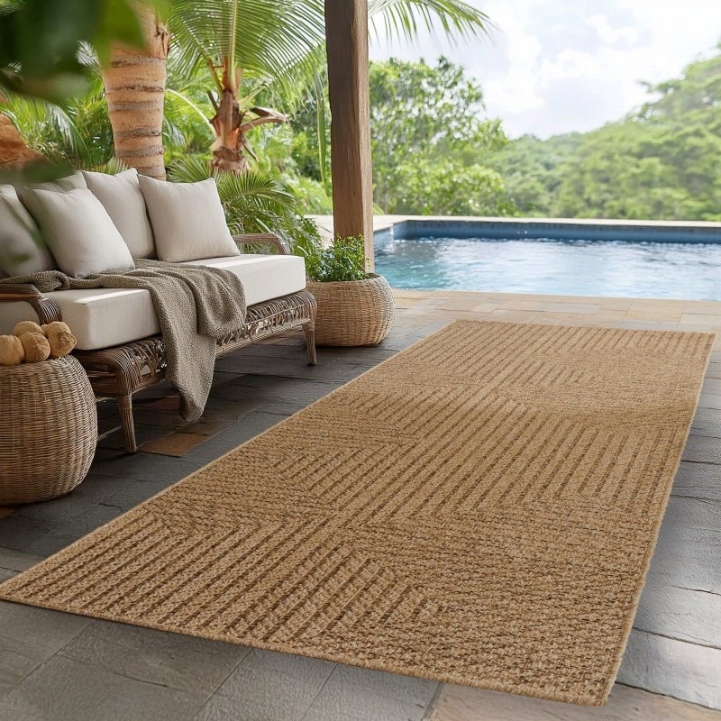 Ivy Indendørs/Udendørs Gulvtæppe i Beige fra Rugs by Uniquebeds Home & Living | Flere Størrelser