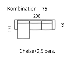 K605 2,5 pers. Sofa med Chaiselong fra Kragelund / Scandinavian Upholstery | Flere Farver | Højre- & Venstrevendt | 87x298x171cm – fra Unique Beds, Home & Living