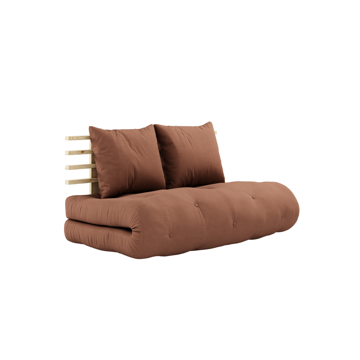 Shin Sano Sovesofa Fra Karup Design i Massiv FSC Fyrretræ | Japandi | Sofa: 140x85x75 cm | Madras: 140×200 cm