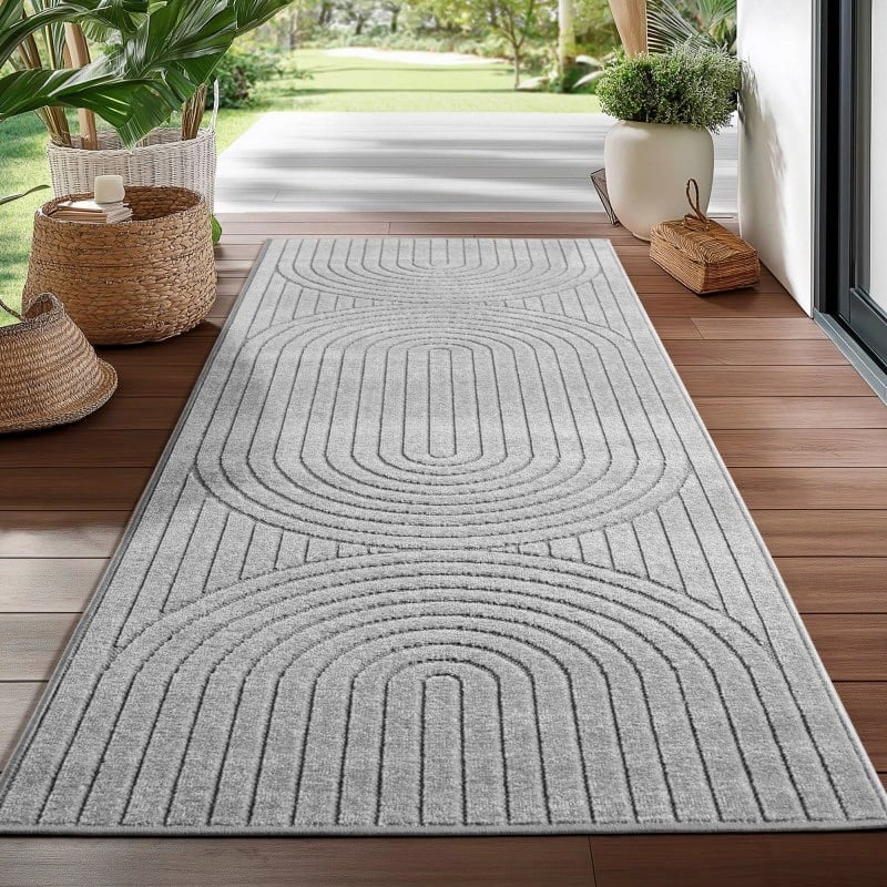 Lily Indendørs/Udendørs Gulvtæppe i Sølvgrå fra Rugs by Uniquebeds Home & Living | Flere Størrelser