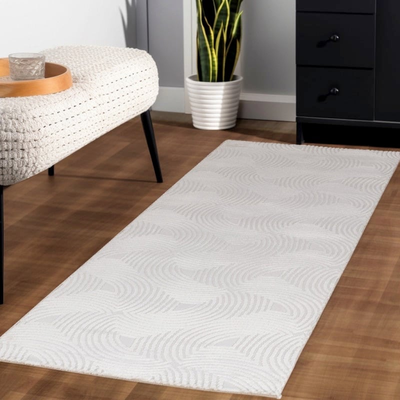 Luna Cremefarvet Gulvtæppe med Simpelt Mønster fra Rugs by Uniquebeds Home & Living | Flere Størrelser