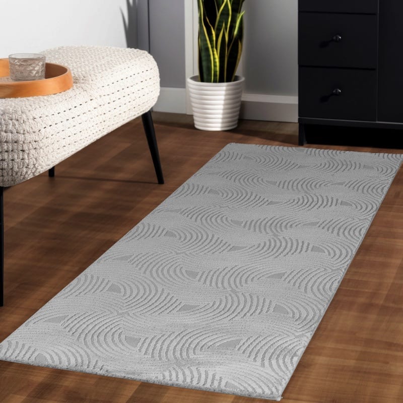 Luna Gulvtæppe i Sølvgrå med Simpelt Mønster fra Rugs by Uniquebeds Home & Living | Flere Størrelser