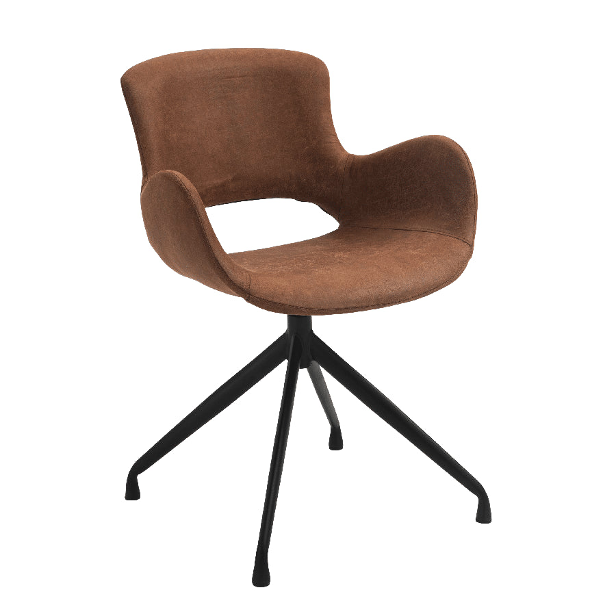 Luna Spisebordsstol i Camel Mikrofiber & Sort Roterbart Stel fra House Of Sander | H82,5 x B57 x L50 cm – fra Unique Beds, Home & Living