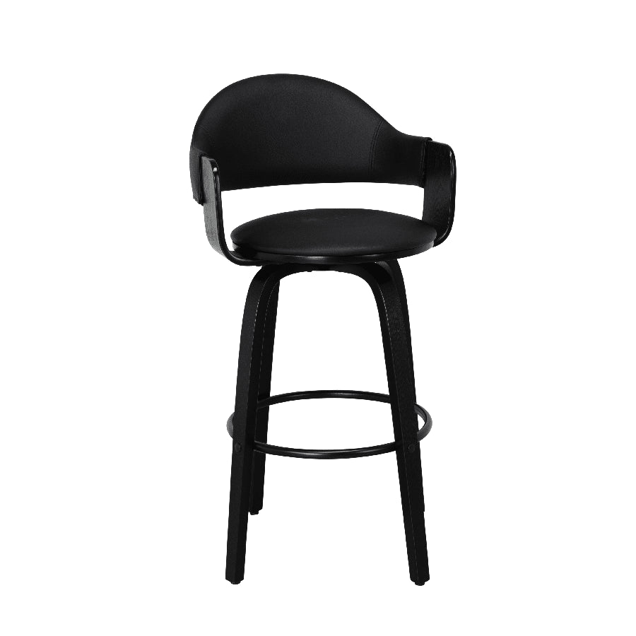 Magne Barstol i Sort Imiteret Læder & Sort Træstel fra House Of Sander | H97 x B50 x L46 cm – fra Unique Beds, Home & Living