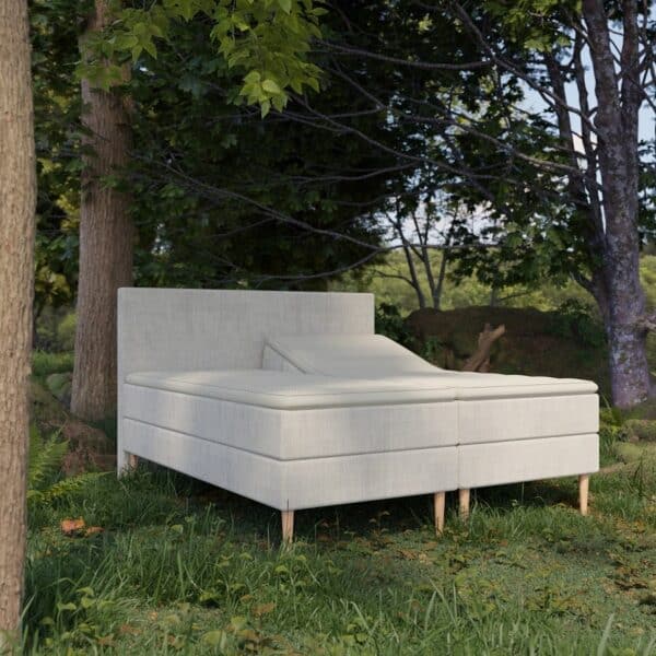 Organic Elevations Seng med Latex + Topmadras i 100% Naturlatex og Bomuldsbetræk Fra Organic Sleep | 7 Zoner - Omega Beige