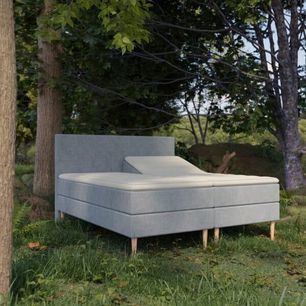 Organic Elevations Seng med Latex + Topmadras i 100% Naturlatex og Bomuldsbetræk Fra Organic Sleep | 7 Zoner - Omega Grå