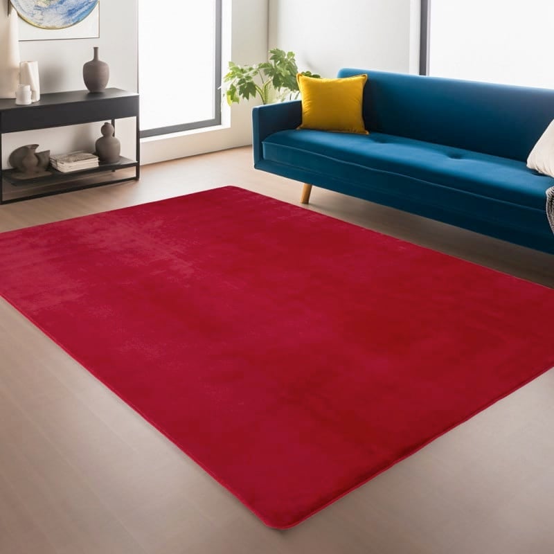 Sophia Rødt Gulvtæppe i Polyester fra Rugs by Uniquebeds Home & Living | Flere Størrelser i Firkantet & Rund