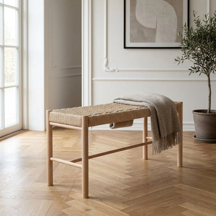 Abano Bænk i Natur Poppeltræ med Naturflet Sæde fra House Nordic | B80xL35xH45 cm