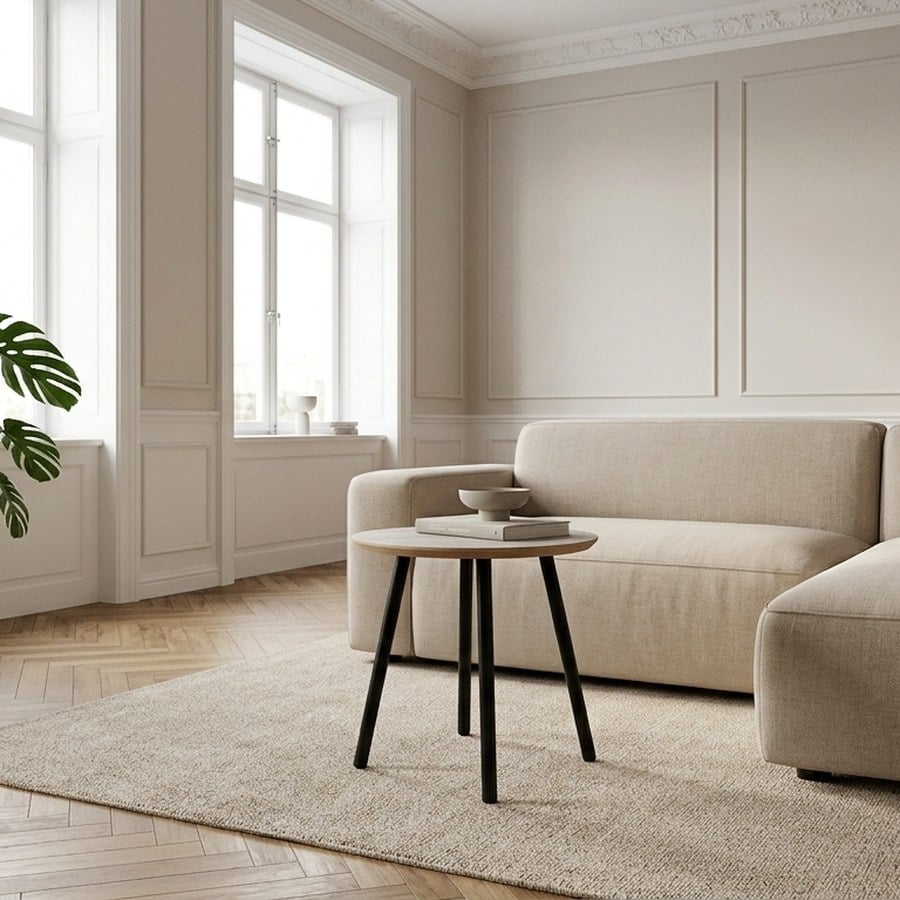 Aalst Sidebord med Travertin Look Fra House Nordic | MDF - ø40x44 cm - OUTLET