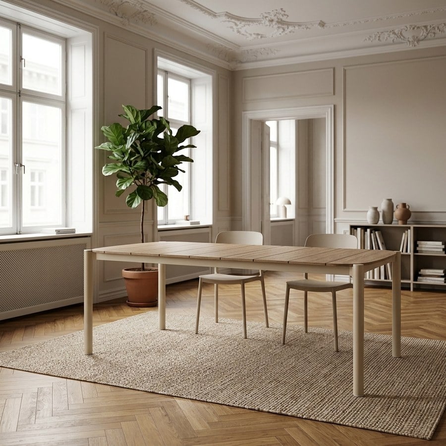 Abela Spisebord i Sand/Natur Aluminium fra House Nordic | 100x200x74cm - Kun bordet