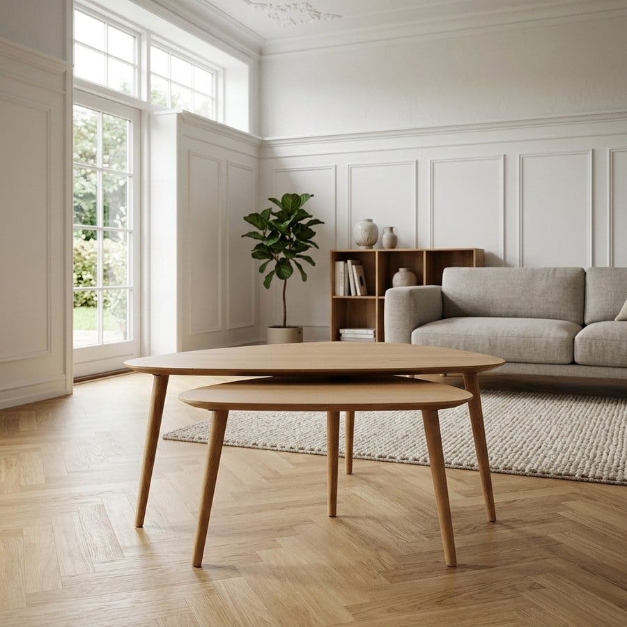 Adda Indskudsborde i Egetræ (Sæt af 2) fra Unique Furniture | B100xD70xH45cm