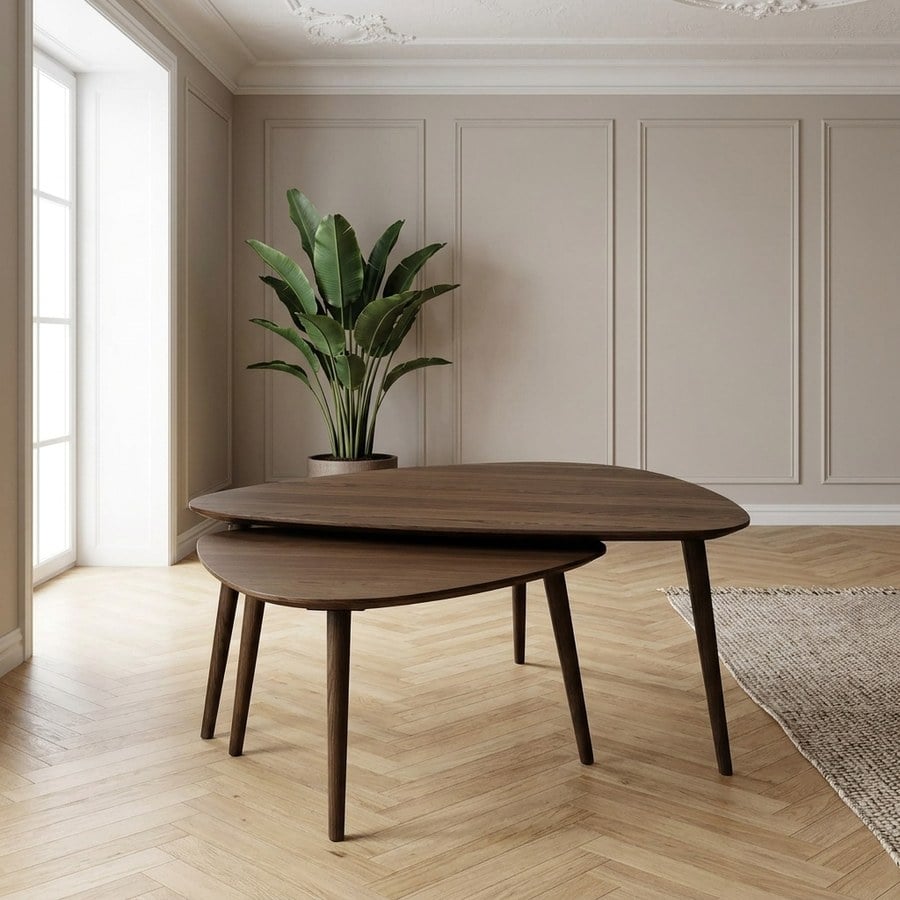 Adda Indskudsborde (Sæt af 2) i Røget Egetræsfinér fra Unique Furniture | B100xD70xH45cm