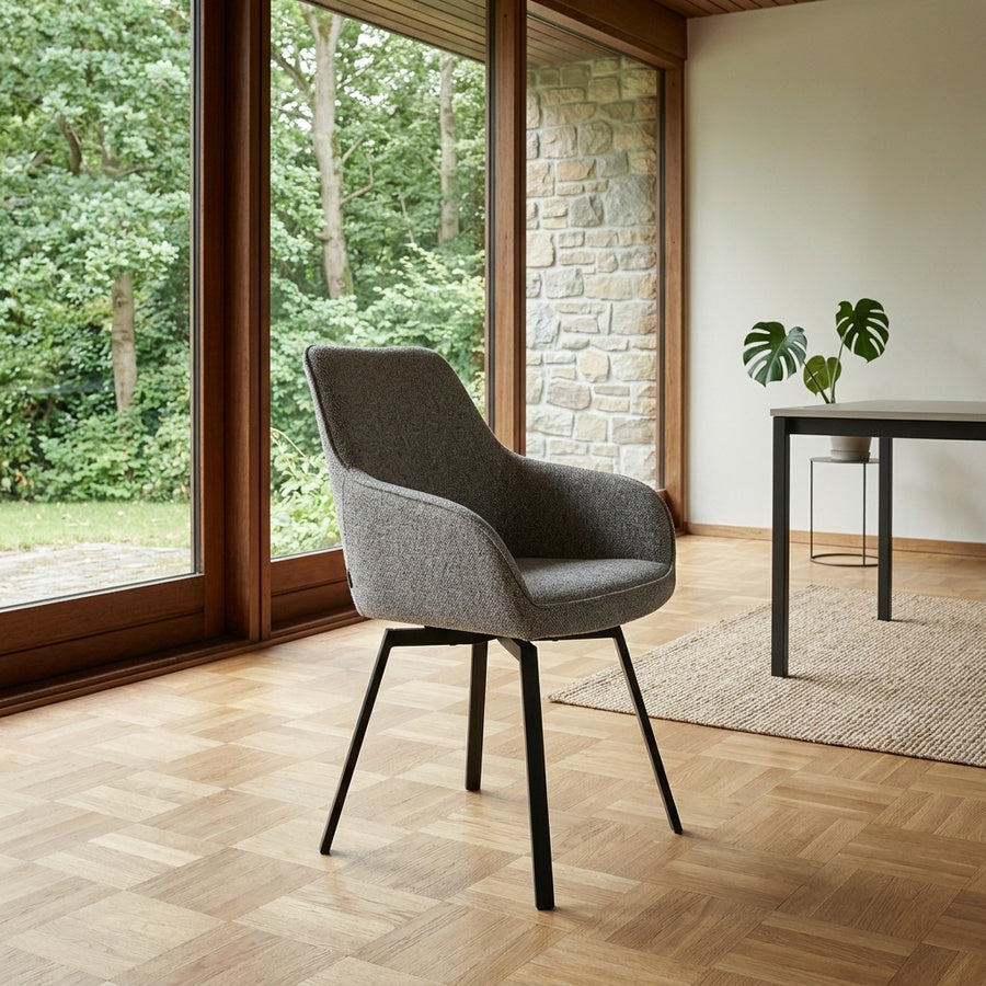 Alma Spisebordsstol i Gråt Stof med Sort Stålstel fra Unique Furniture | B58xH86xD57,5cm - Billede 1