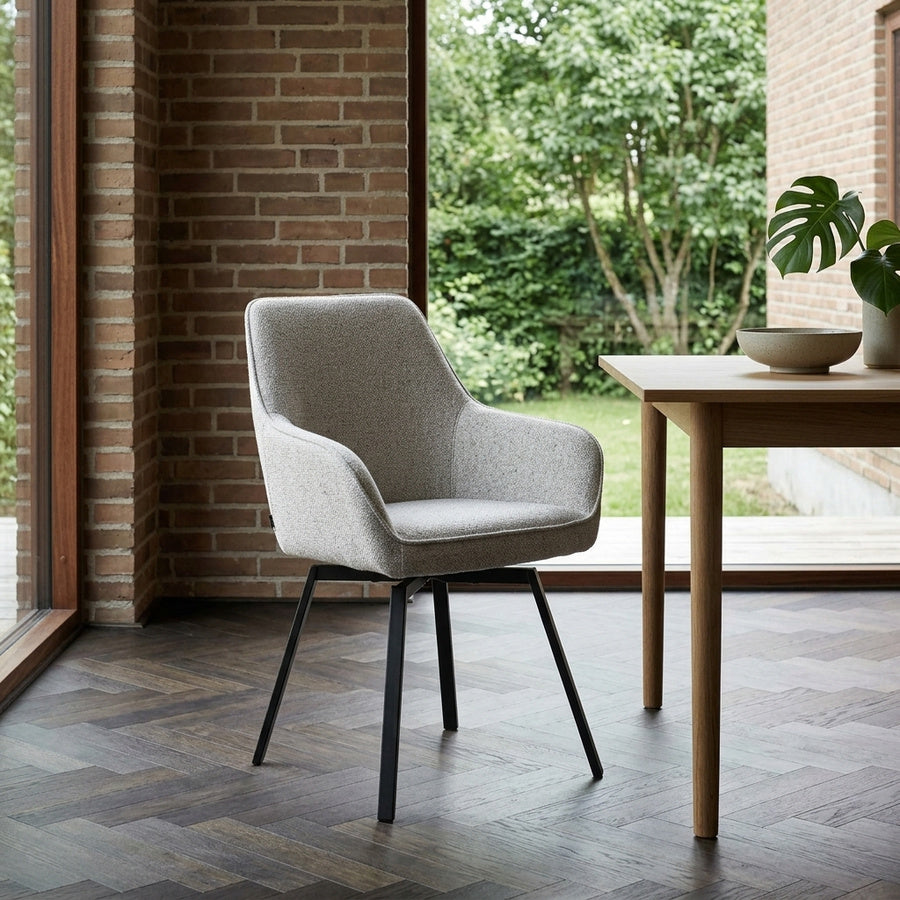 Alma Spisebordsstol i Hvidt Stof med Sort Stålstel fra Unique Furniture | B58xD57,5xH86cm - Billede 1