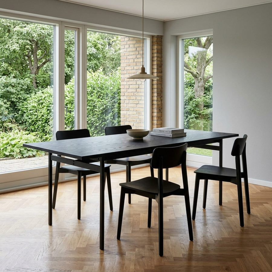 Angus Spisebord i Sort Ask Melamin & Stel i Sort Stål fra Actona | L200xB90xH74cm - Billede 1
