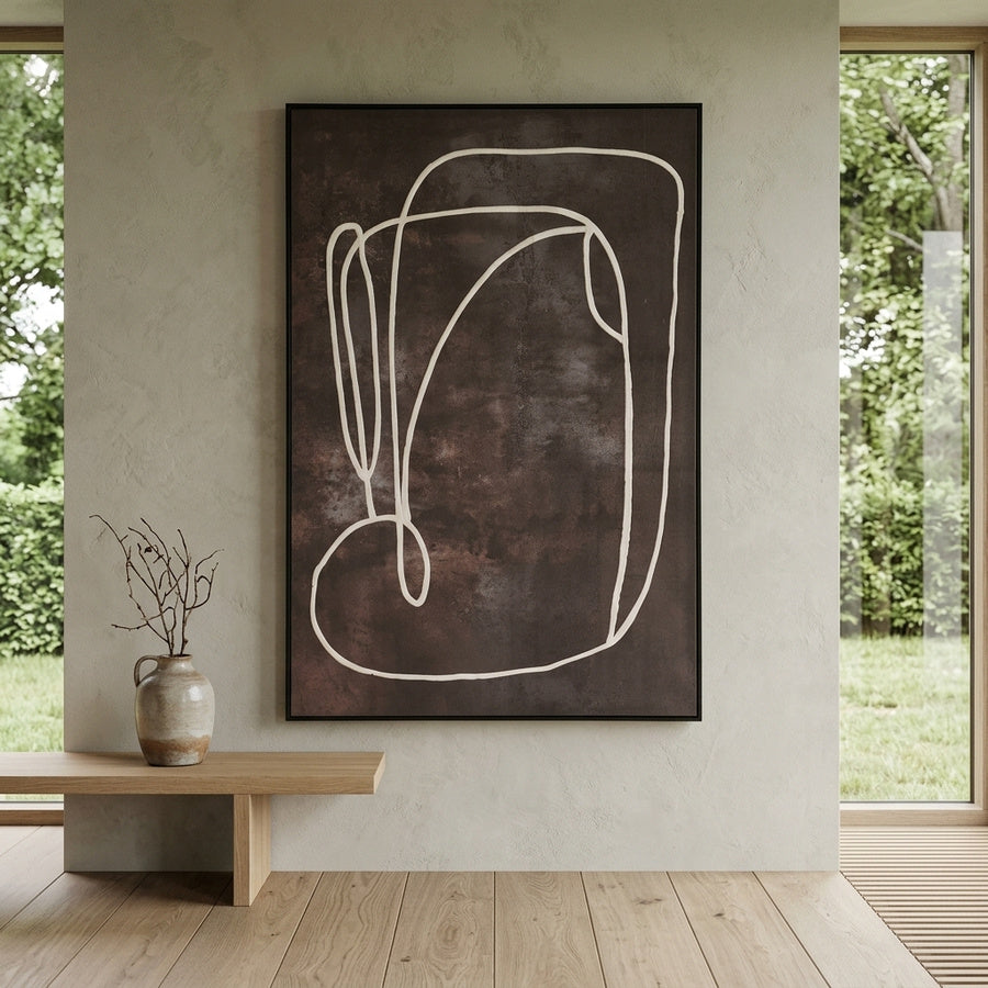 Apia Lærredsprint i Mørkebrun Polyester fra House Nordic | B80xD3,5xH120 cm - Billede 1