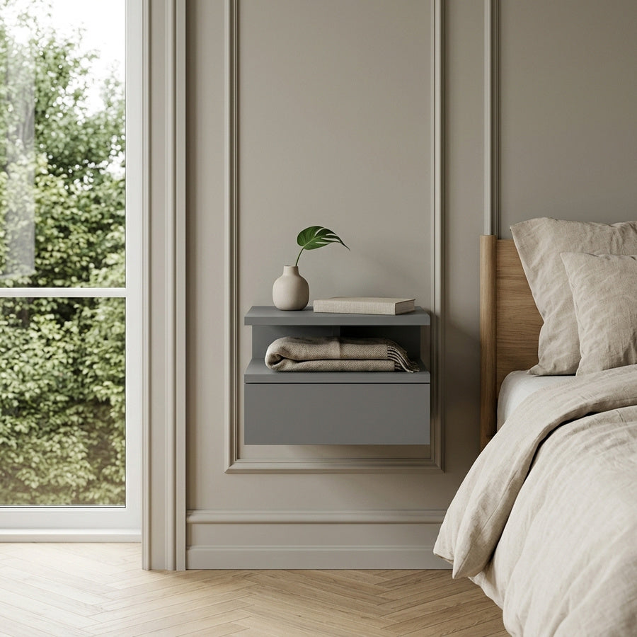 Ashlan Natbord i Grå MDF med Vægmontering fra Actona | B35xD32xH22,5cm - Billede 1