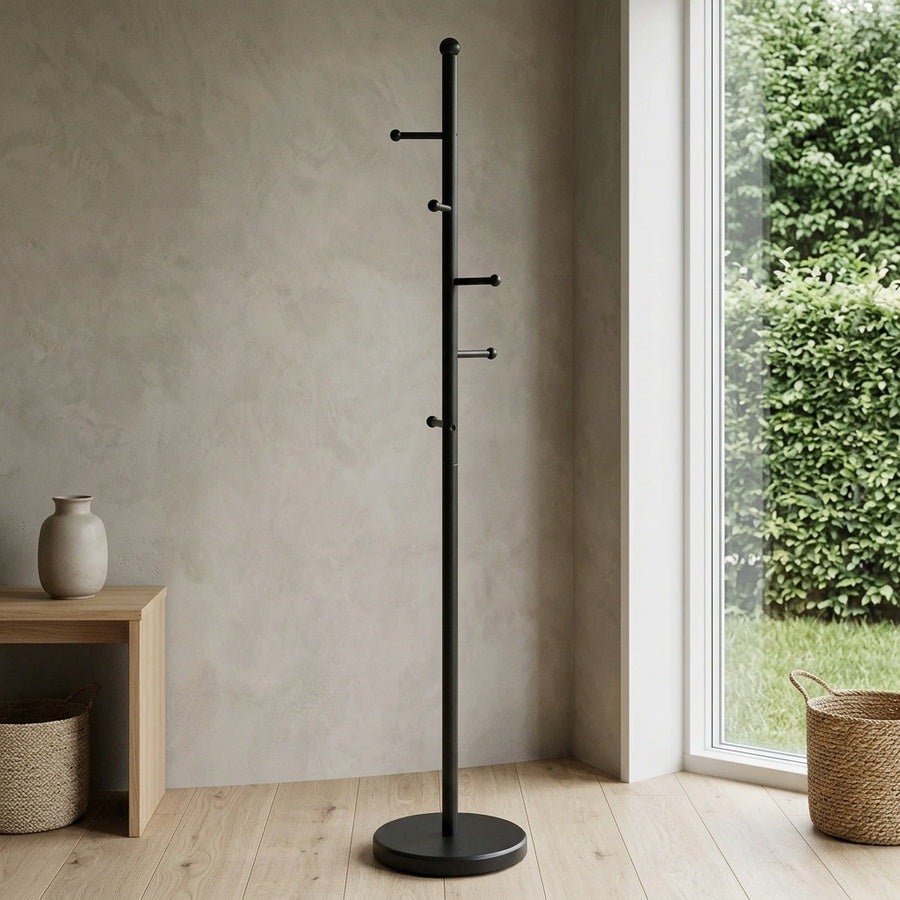 Aspen Stumtjener i Sort Stål med Asymmetrisk Opsætning fra Actona | B32,3xD32,3xH170cm - Billede 1