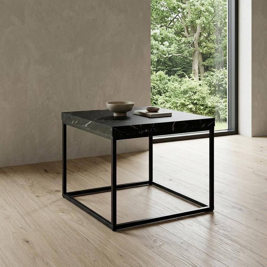 Barossa Sofabord i Sort MDF & Stel i Sort Stål fra Actona | B40xD40xH45cm - Billede 1