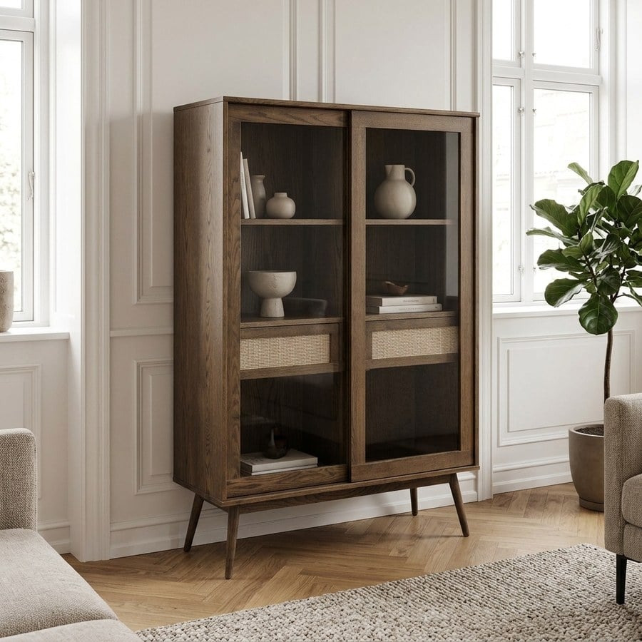 Barrali Vitrineskab i Røget Egetræ og Glas fra Unique Furniture | 40x110x160cm