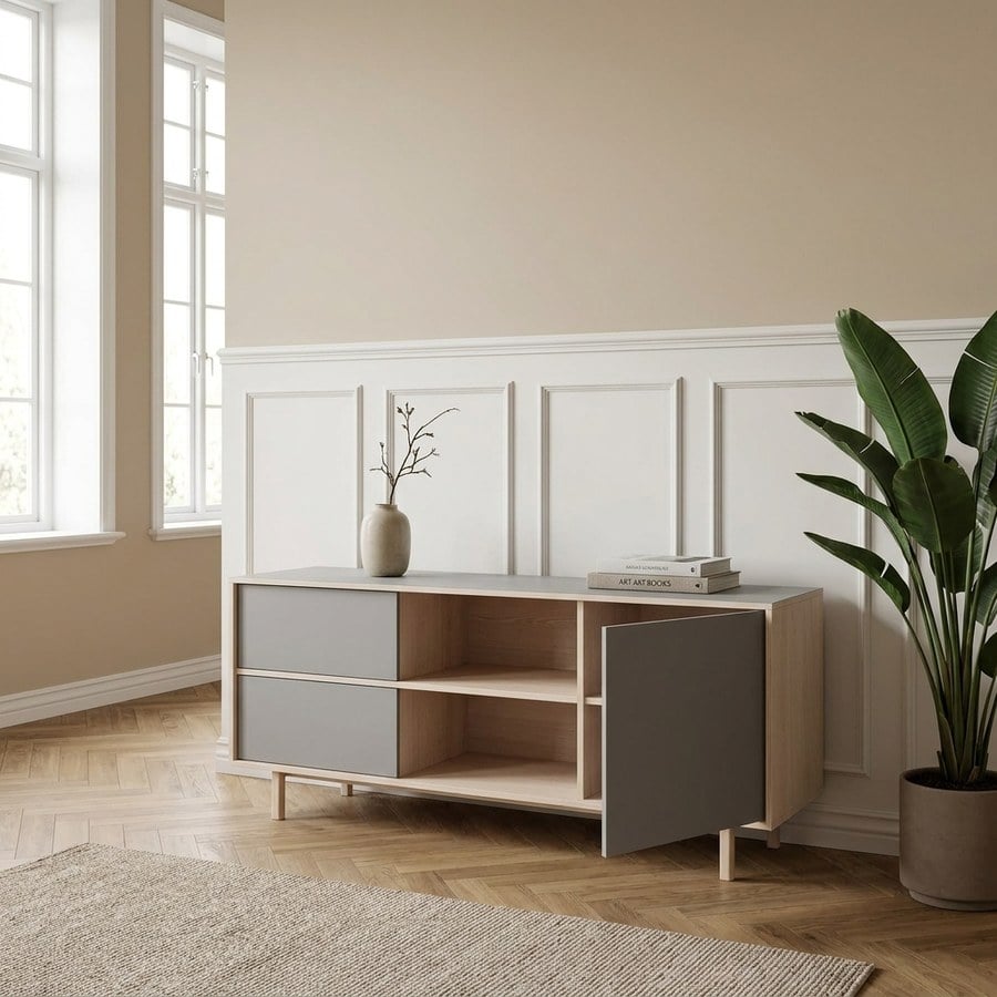 Bilbao Skænk i Hvidpigmenteret Egetræ fra Unique Furniture | B180xH75xD45cm