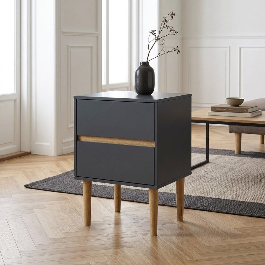 Bisley Sidebord med 2 Skuffer Fra House Nordic | MDF - Mørkegrå