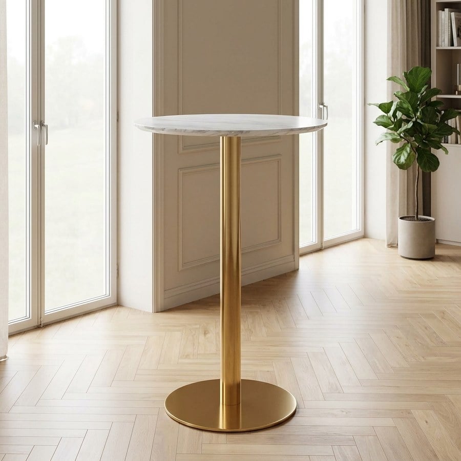 Bolzano Barbord i Hvid og Messing fra House Nordic | Ø70xH105cm