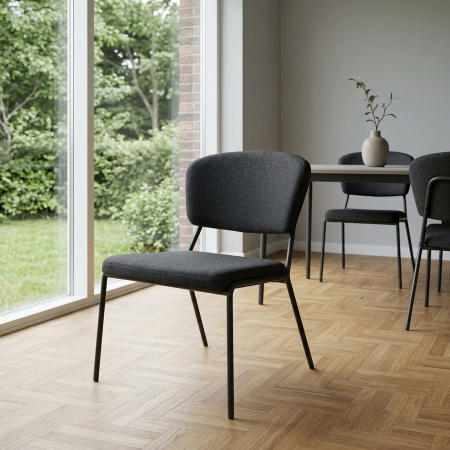 Brantford Spisebordsstol i Grå Polyesterstof med Sort Metal Stel fra Unique Furniture | B64xH76xD55cm - Billede 1
